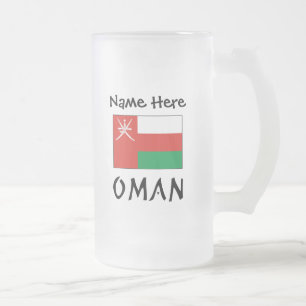Oman Omani Flag Personalised Name Frosted Glass Beer Mug