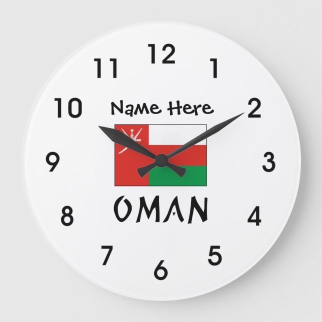 Oman Omani Flag Personalized Name  Large Clock (Front)