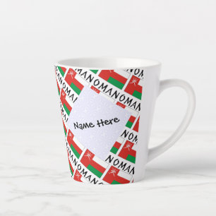 Oman Omani Flag Tiled Personalised Name Latte Mug