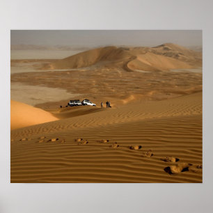 Oman, Rub Al Khali desert, driving on the dunes Poster