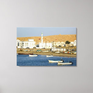 Oman, Sharqiya Region, Sur. Ayajh Town, Dusk Canvas Print