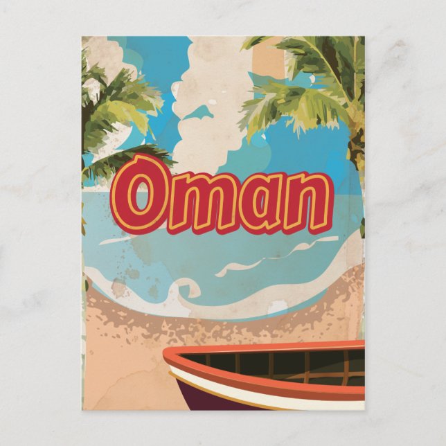 Oman Vintage Travel Poster Postcard (Front)