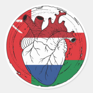 Omani Oman Koningsdag Dutch Netherlands Heart Love Classic Round Sticker