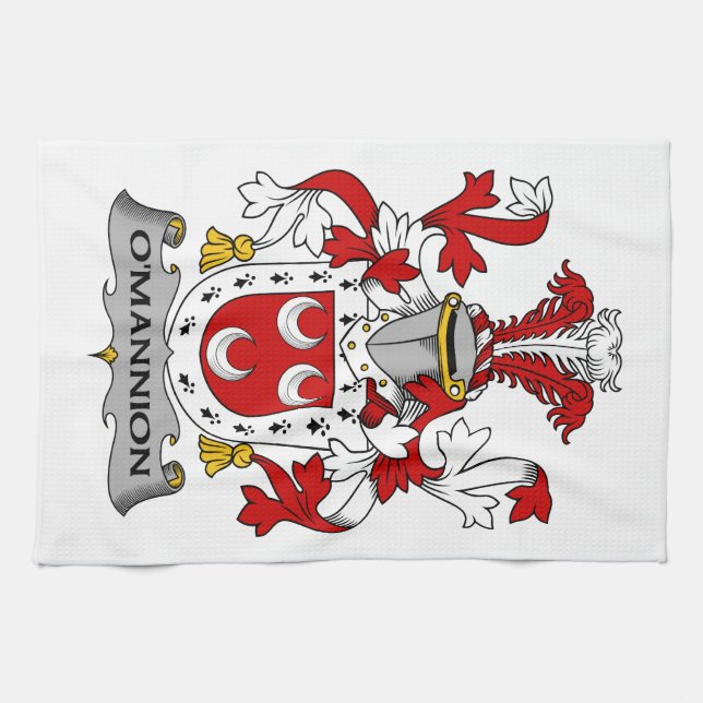 O'Mannion Family Crest Tea Towel (Horizontal)