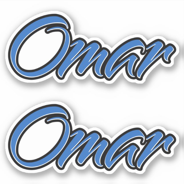 Omar Name blue Sticker Stickerset (Front)