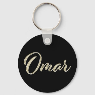 Omar Name whitegold Button Keytags Key Ring