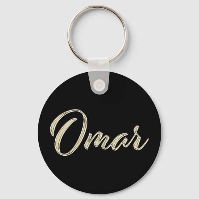 Omar Name whitegold Button Schlüsselanhänger Key Ring (Front)