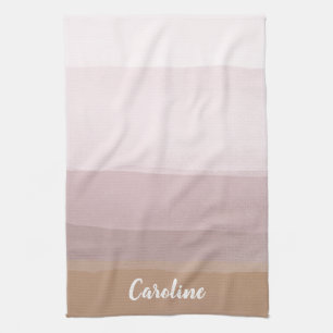 Ombre Abstract Watercolor Stripes in Dusty Lilac Tea Towel