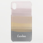 Ombre Abstract Watercolor Stripes in Dusty Lilac iPhone XS Max Case<br><div class="desc">A simple,  modern design of watercolor brush strokes in a pretty muted colour palette of grey,  gold,  and blush,  personalised with your name. Contact me with any questions or requests.</div>