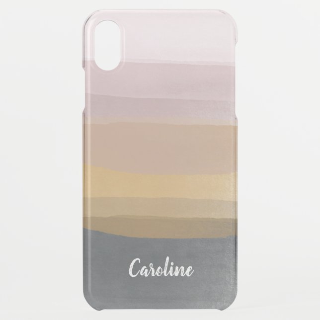 Ombre Abstract Watercolor Stripes in Dusty Lilac Uncommon iPhone Case (Back)