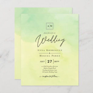 OMBRE All-in-1 Budget Lemon Lime Wedding Invites
