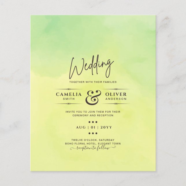OMBRE All-in-1 Budget Lemon Lime Wedding Invites Flyer (Front)
