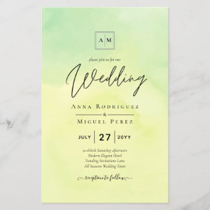 OMBRE All-in-1 Budget Lemon Lime Wedding Invites Flyer