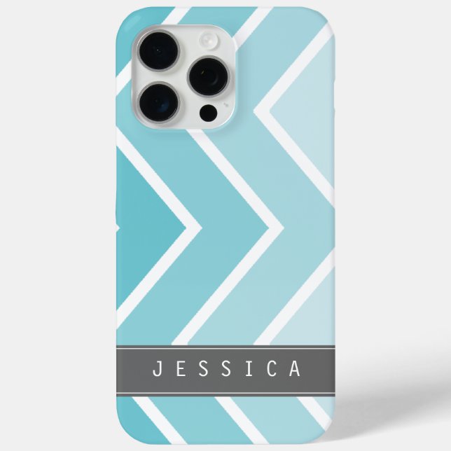 Ombre Aqua Zig Zag Chevrons Pattern Case-Mate iPhone Case (Back)