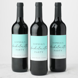 Ombre Bachelorette Party Wine Favour Labels