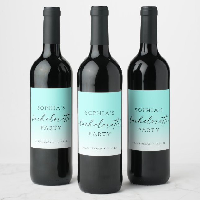 Ombre Bachelorette Party Wine Favour Labels (Bottles)