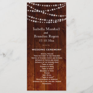 Ombre Barn Board Twinkle Lights Wedding Program Programme