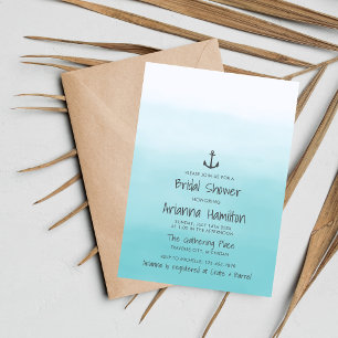 Ombre Beach Destination Ocean Anchor Bridal Shower Invitation