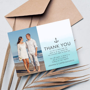 Ombre Beach Destination Ocean Wedding Thank You Card