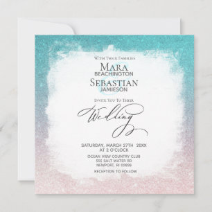 *~* Ombre Beach Glitter Trendy AR4 Wedding Invitation
