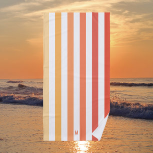 Ombre Beach Sunrise Stripe & Personal Monogram Towel