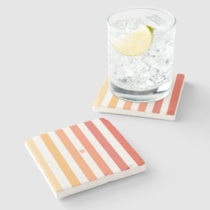 Ombre Beach Sunrise Stripe & Personalised Monogram Stone Coaster