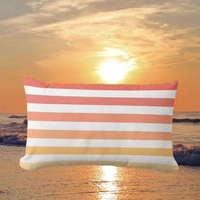 Ombre Beach Sunrise Stripes Orange & Yellow Glow Lumbar Cushion (Creator Uploaded)