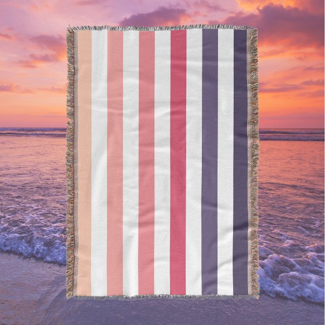 Ombre Beach Sunset Stripe Dusky Pinks & Purples Throw Blanket (Creator Uploaded)