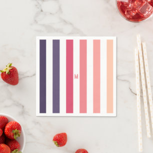 Ombre Beach Sunset Stripe & Personalised Monogram Napkin
