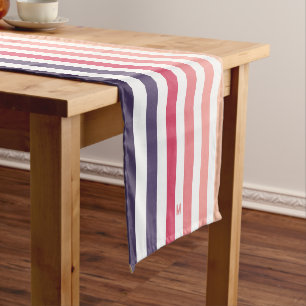 Ombre Beach Sunset Stripe & Personalised Monogram Short Table Runner