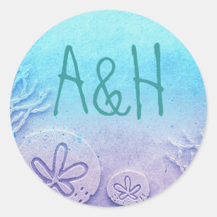 Ombre Beach Wedding Classic Round Sticker