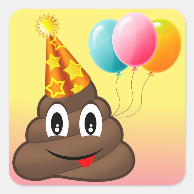 Ombre Birthday Party Poop Emoji Stickers (Front)