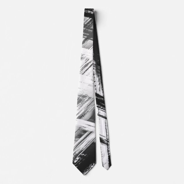 Ombre Black and White Paint Strokes Tie (Front)