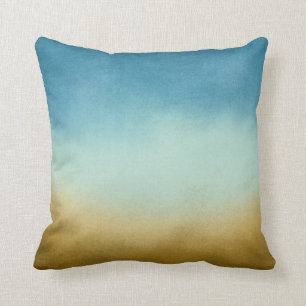 Ombre Blue and Gold Pillow