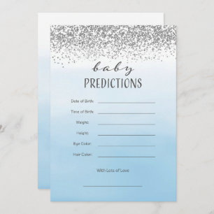 Ombre Blue and Silver Baby Prediction Card