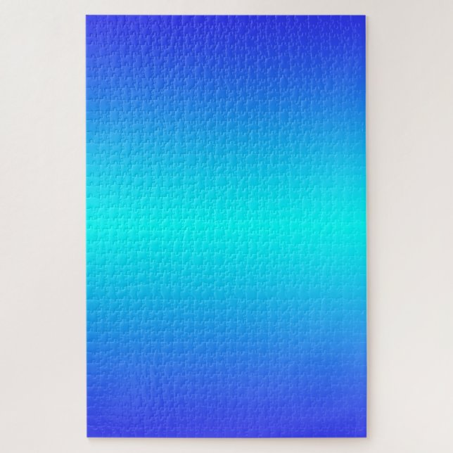 Ombre Blue and Turquoise Gradient Jigsaw Puzzle (Vertical)