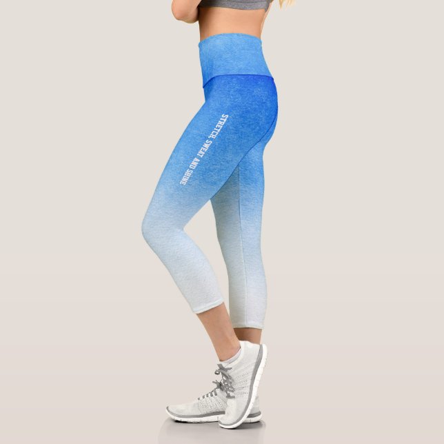 Ombre Blue and white Dive into dreamy hues Capri Leggings (Left)