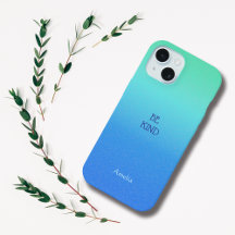 Ombre Blue Personalise Quote & Name Iphone Case