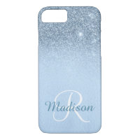 Ombre Blue Personalised Glitter Fading Monogram