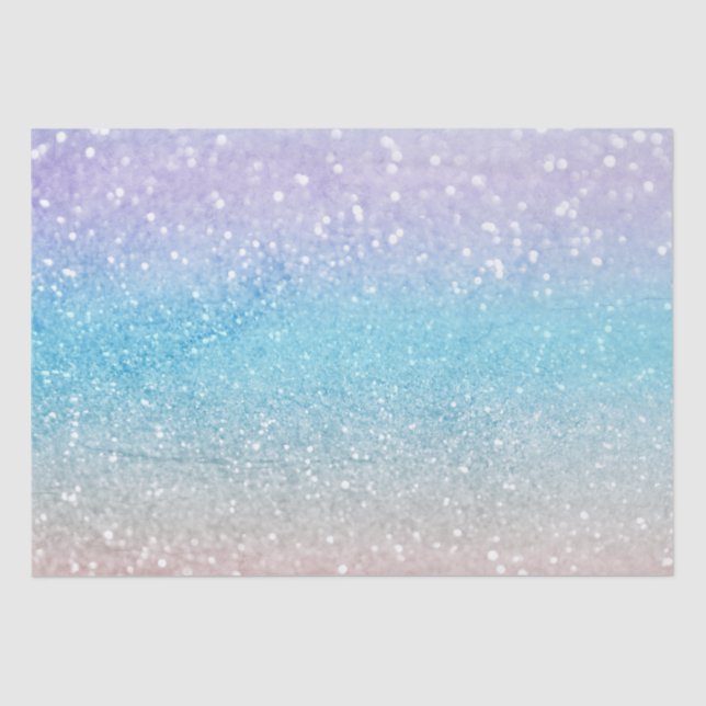 Ombre Blue Pink Peach Glitter All Occasion Tissue Paper (Front)