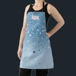 ombre blue silver stars monogram apron<br><div class="desc">c</div>