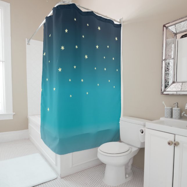 OMBRE blue stars galaxy Shower Curtain (In Situ)