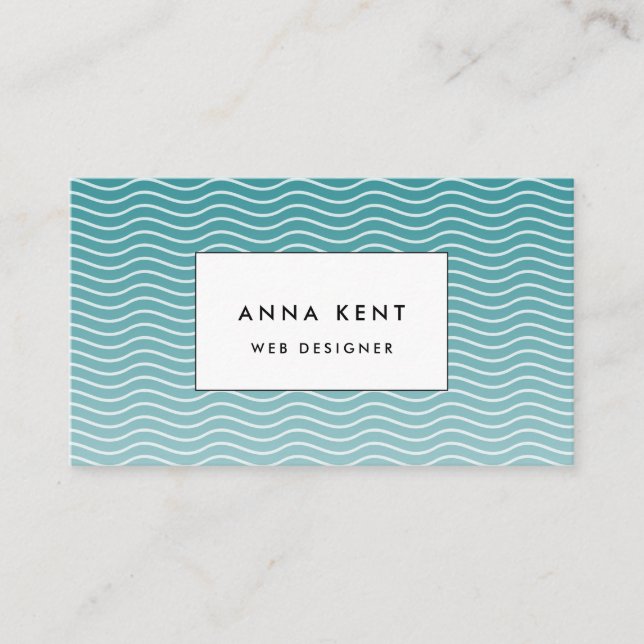 Ombre Blue waves Business Card (Front)