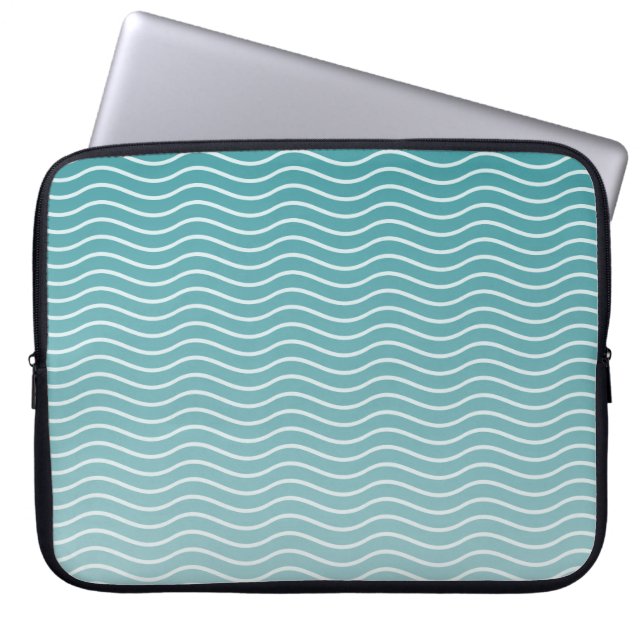 Ombre Blue waves Laptop Sleeve (Front)