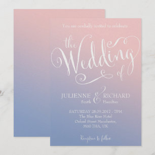 Ombre Blush Baby Blue Fairytale Wedding Invitation