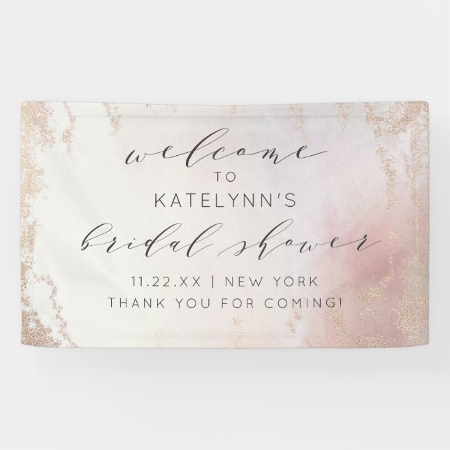 Ombre Blush Pink Frosted Bridal Shower Welcome Banner (Horizontal)