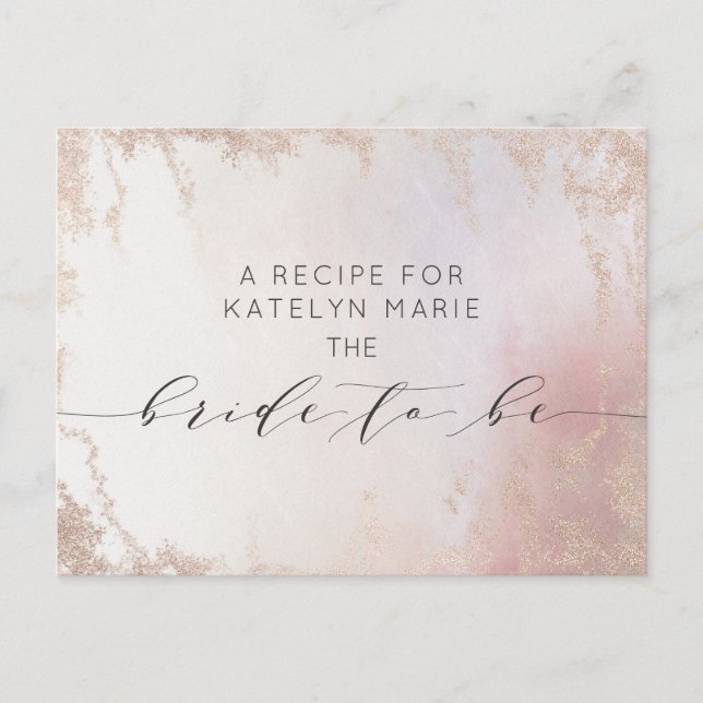 Ombre Blush Pink Frosted Bride to Be Recipe Card (Front)
