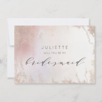 Ombre Blush Pink Frosted Bridesmaid Proposal Card