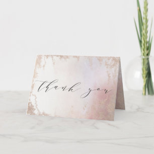 Ombre Blush Pink Frosted Foil Custom Wedding Photo Thank You Card