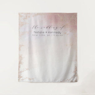 Ombre Blush Pink Frosted Foil Photo Booth Backdrop Tapestry